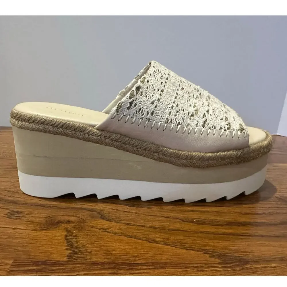 Free People Santorini Espadrille Platform Sandals Cream Size 7.5 Boho Chic